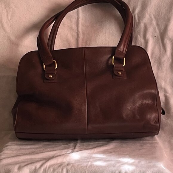 NWT Liz Claiborne Shoulder Caramel Brown Leather Satchel Purses - Picture 2 of 7